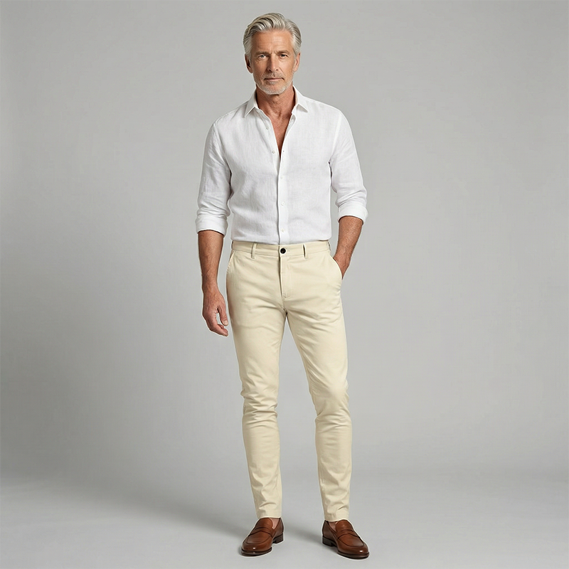Miesten rennot, joustavat, kapenevat slim fit -housut