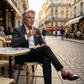 Miesten rennot, joustavat, kapenevat slim fit -housut