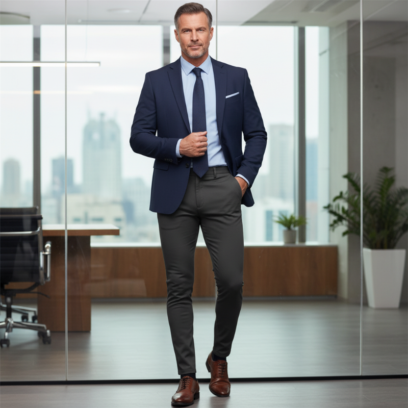Miesten rennot, joustavat, kapenevat slim fit -housut