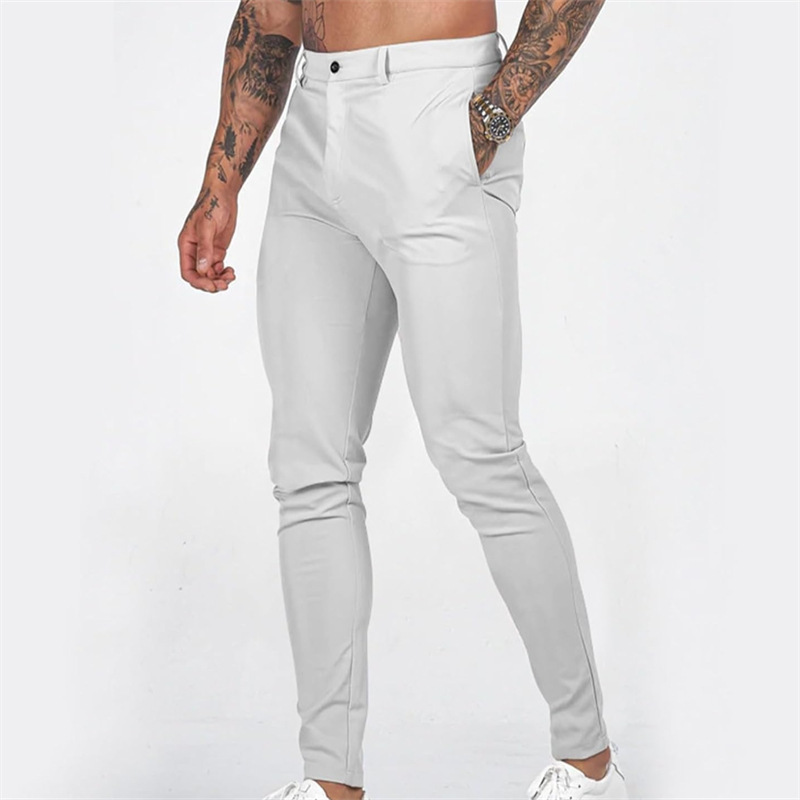 Miesten rennot, joustavat, kapenevat slim fit -housut