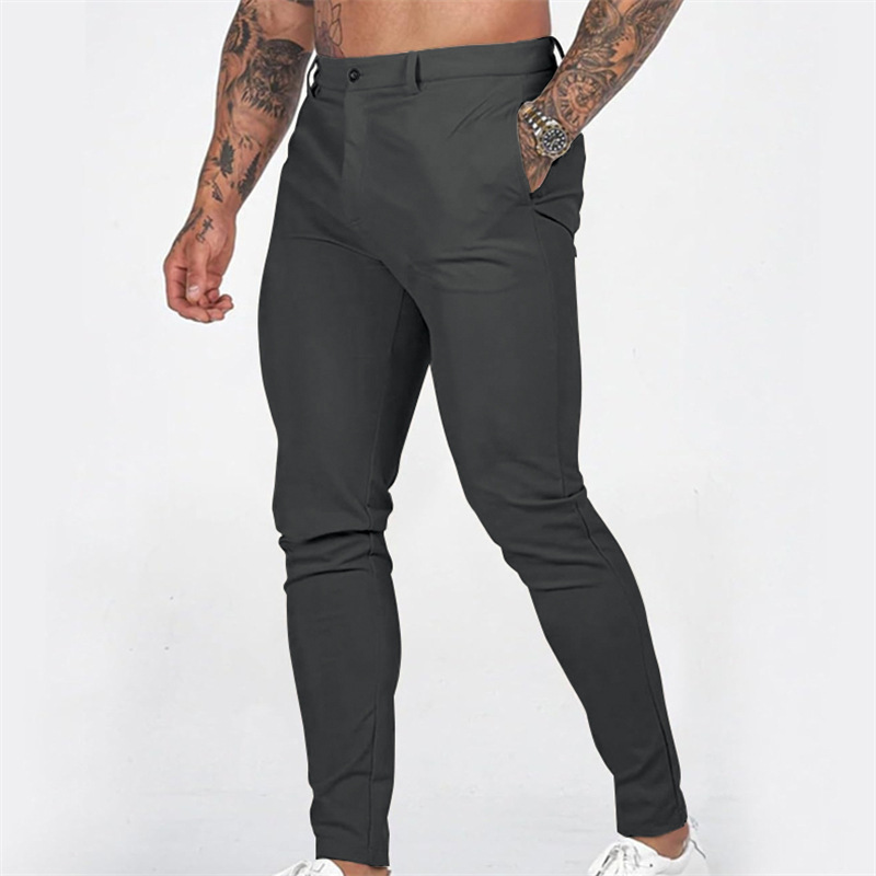 Miesten rennot, joustavat, kapenevat slim fit -housut