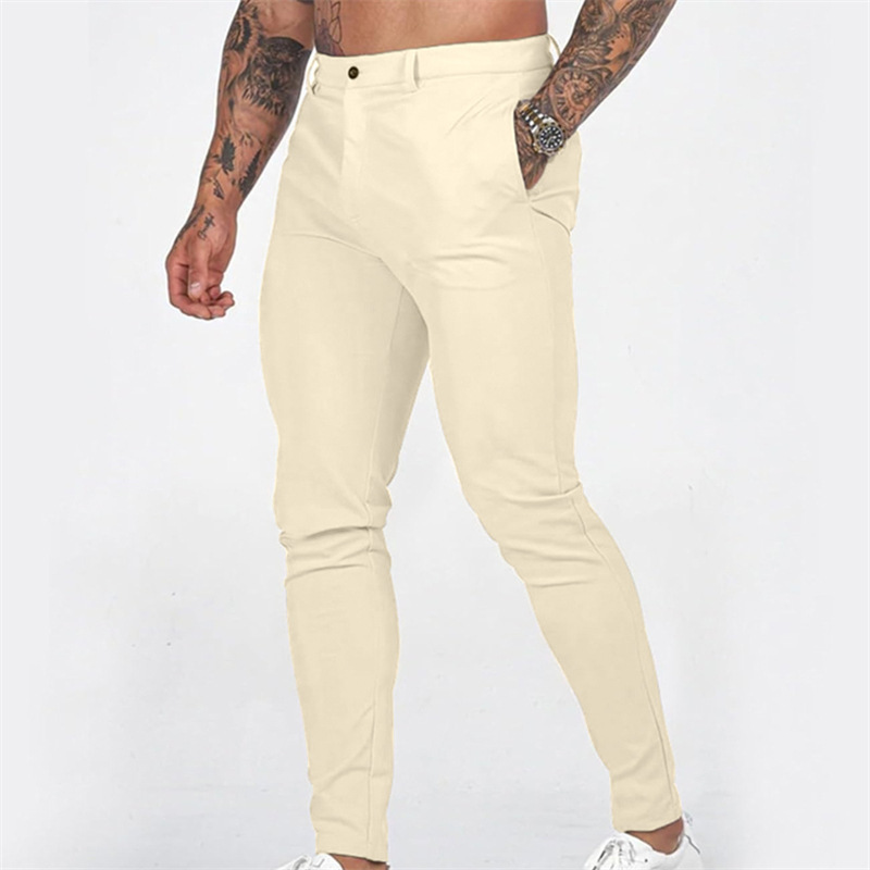 Miesten rennot, joustavat, kapenevat slim fit -housut