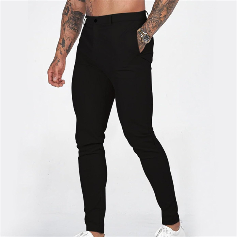 Miesten rennot, joustavat, kapenevat slim fit -housut