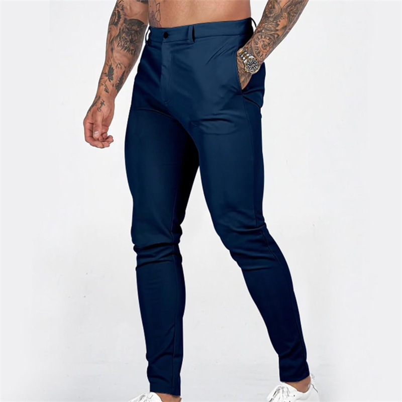 Miesten rennot, joustavat, kapenevat slim fit -housut