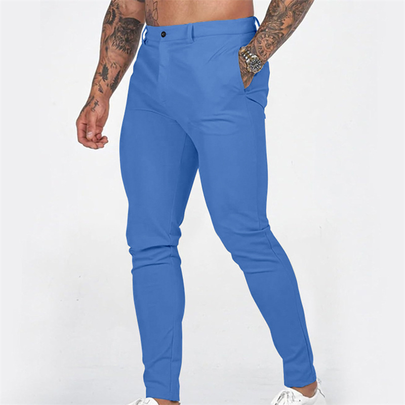 Miesten rennot, joustavat, kapenevat slim fit -housut