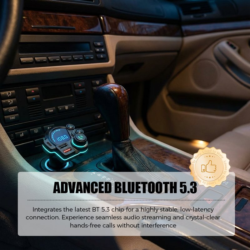 📻 NYT 50 % ALENNUS! 🚗 Yleiskäyttöinen kaksiporttinen auton FM-Bluetooth-lähetin – langaton musiikin toisto, handsfree-puhelut ja kaksi USB-latausporttia 🔌