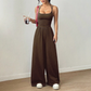 💎 60% OFF! 💎 Women's Casual Spaghetti Strap Jumpsuit – Criss-Cross Back, Ruched Bodice & Flowy Wide-Leg Silhouette 💃🌴