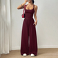 💎 60% OFF! 💎 Women's Casual Spaghetti Strap Jumpsuit – Criss-Cross Back, Ruched Bodice & Flowy Wide-Leg Silhouette 💃🌴