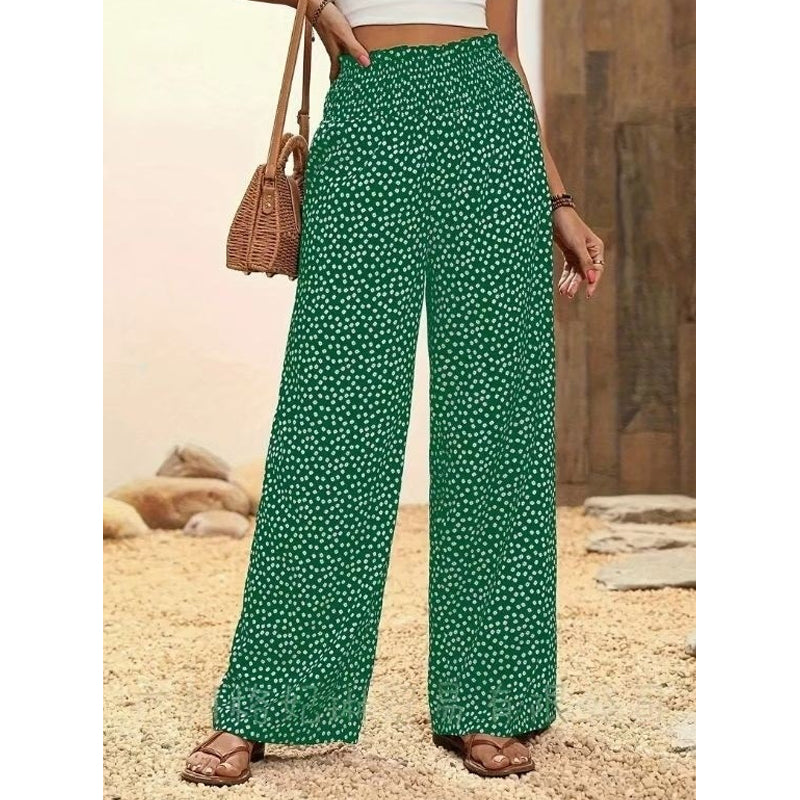 ⏳Ajankohtainen 50 %:n alennus⏰Naisten smock-tyyliset korkeavyötäröiset leveälahkeiset housut👖