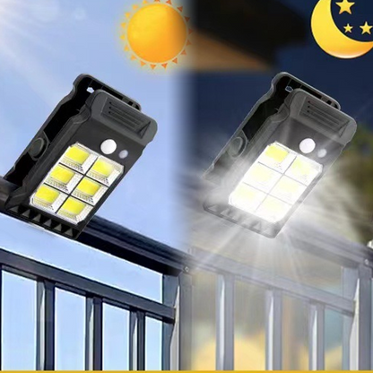 Aurinkokäyttöinen puristinlamppu liiketunnistimella