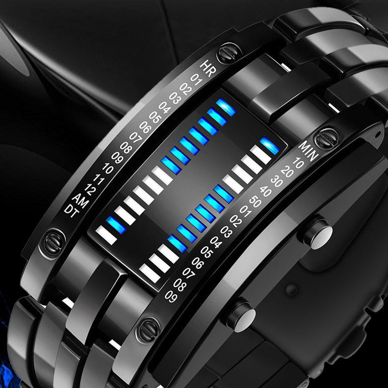 ⌚ NYT 50 % ALENNUS! 🤓 Cyberpunk-tyylinen binäärinen LED-kello – ”Only Geeks Get It” – Futuristinen, ainutlaatuinen ja huomiota herättävä sinisellä LED-näytöllä 💙