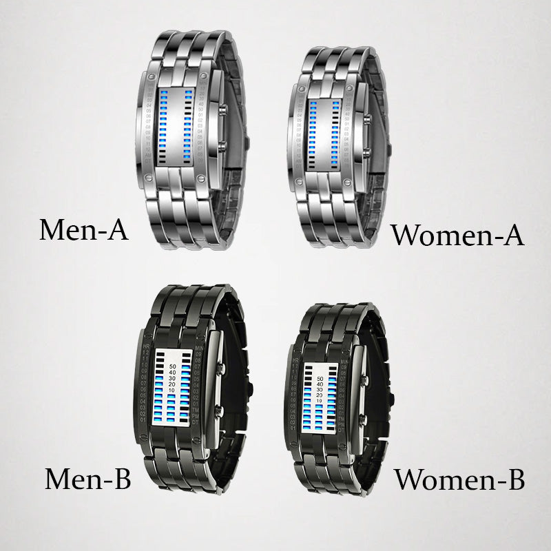 ⌚ NYT 50 % ALENNUS! 🤓 Cyberpunk-tyylinen binäärinen LED-kello – ”Only Geeks Get It” – Futuristinen, ainutlaatuinen ja huomiota herättävä sinisellä LED-näytöllä 💙