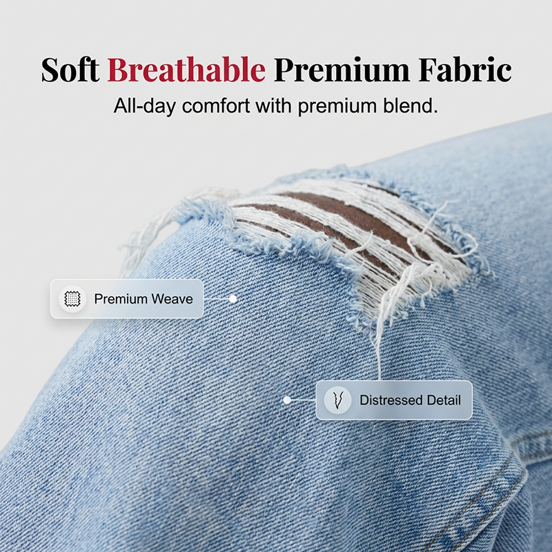 Women's Casual Ripped Wide-Leg Jeans