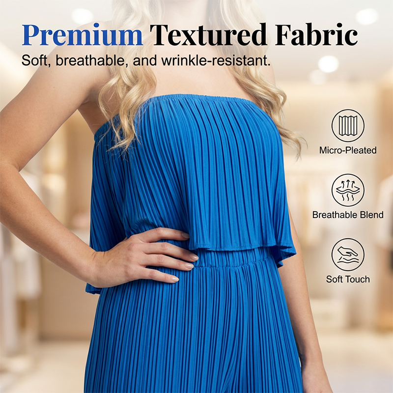 Women's Strapless Top & Wide-Leg Pants Set