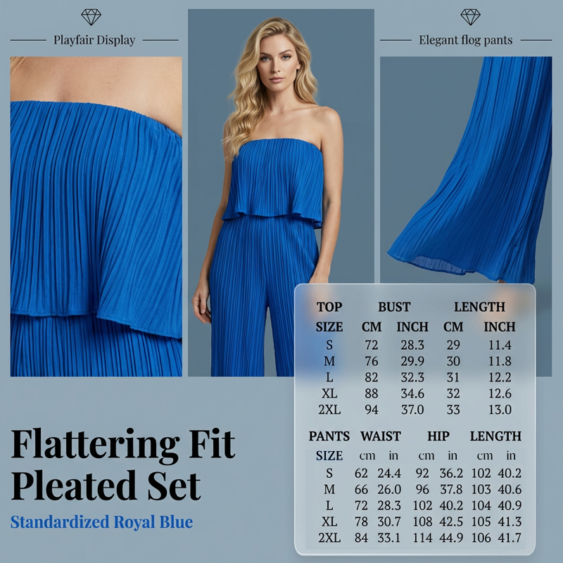Women's Strapless Top & Wide-Leg Pants Set