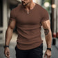 🔥 50 % ALENNUS 💥 Myydyin tuote 👕 Yksivärinen slim fit -mallinen Henley-paita miehille – korkealaatuinen, moderni ja täydellisesti istuva ✨