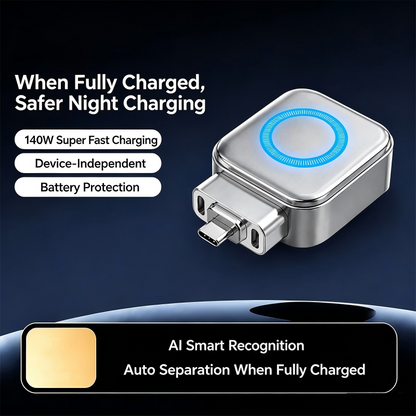 🌞⚡ 50 %:N PIKATARJOUS! 140 W:n pikalaturi, jossa on tekoälypohjainen automaattinen sammutustoiminto – USB-C PD 3.1, älykäs ylikuumenemissuoja, merkkivalo, yhteensopiva iPhoneen, MacBookiin ja tableteihin 🔋
