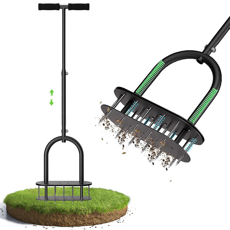 🌱 Manuaalinen nurmikon ilmastin ✅ Hiiliteräsrakenne ja jousitoiminen poisto | Terveellisempi nurmikko vaivattomasti 🍃