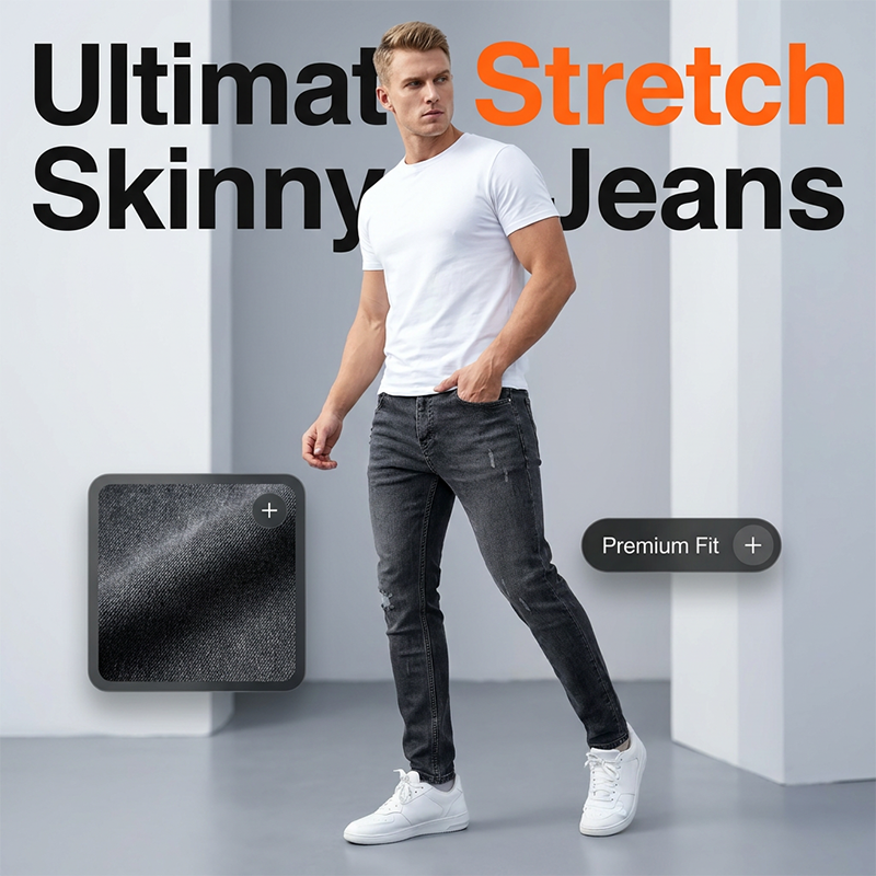 Miesten repeytyneet joustavat skinny-farkut