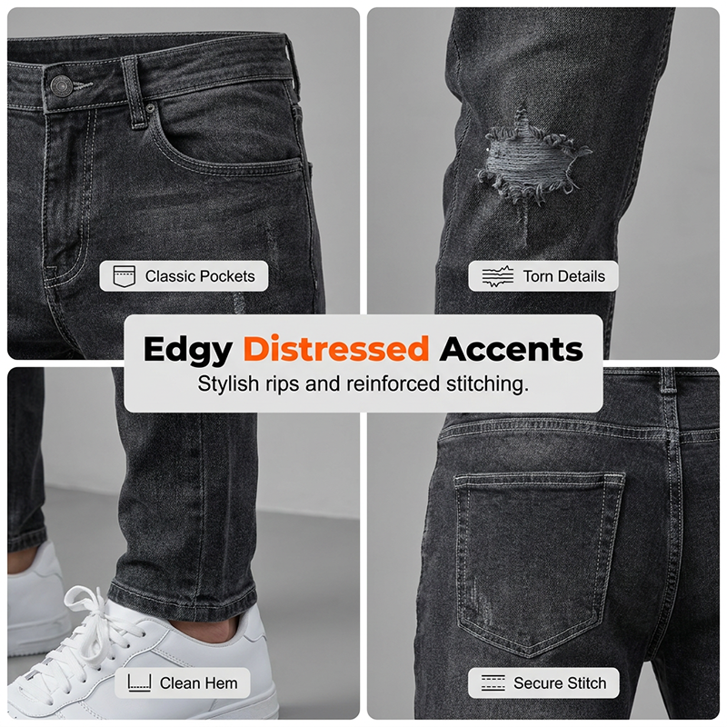 Miesten repeytyneet joustavat skinny-farkut