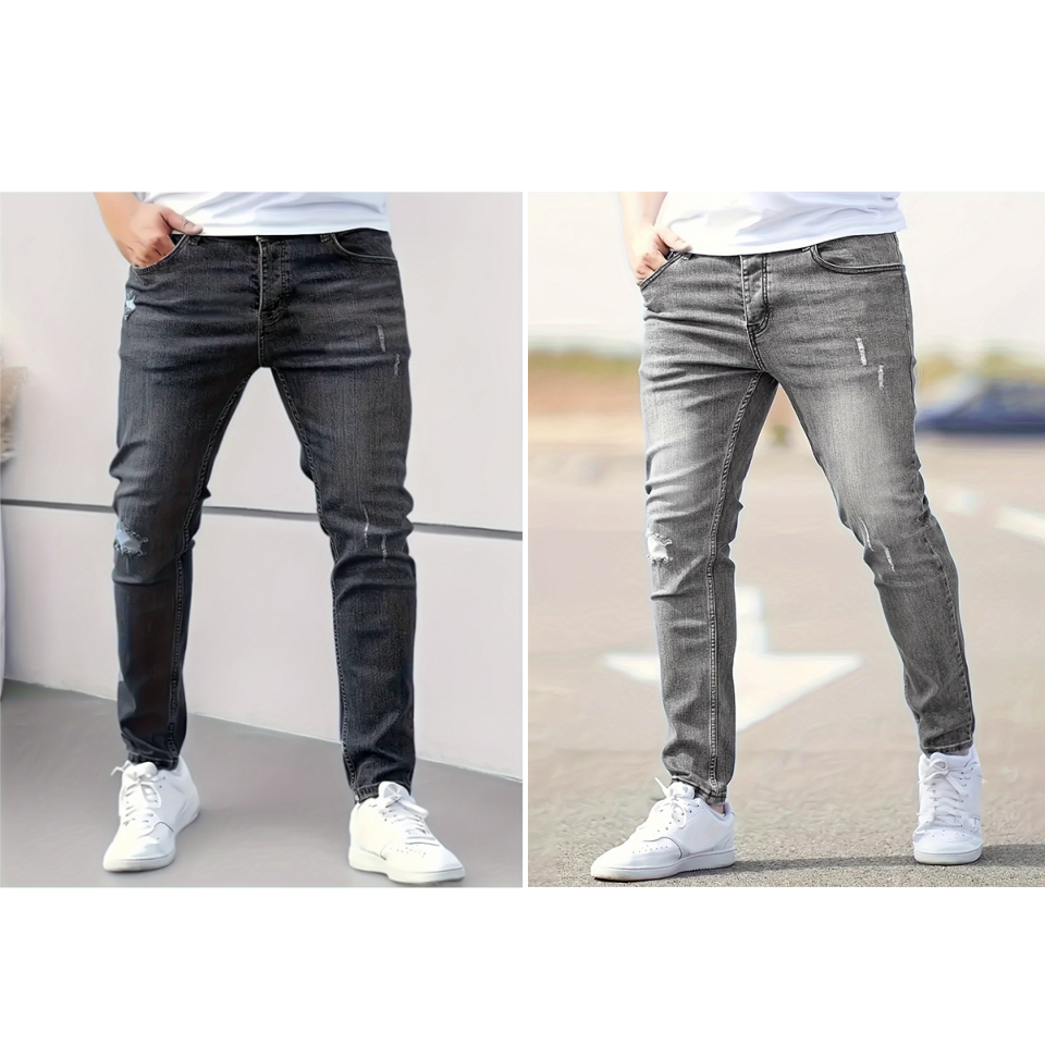 Miesten repeytyneet joustavat skinny-farkut