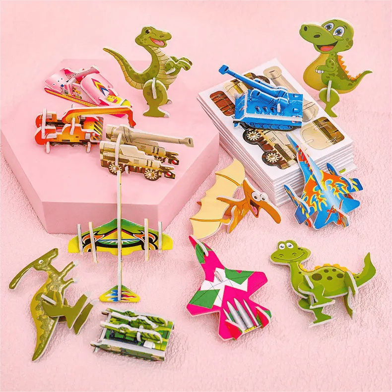 🦖 50 % ALENNUS! 🧩 OPETTAVA 3D-PALAPELI – 50-osainen pakkaus, jossa on värikkäitä dinosauruksia; kehittää luovuutta ja avaruudellista ajattelua 4-vuotiaille ja sitä vanhemmille 🎨✨