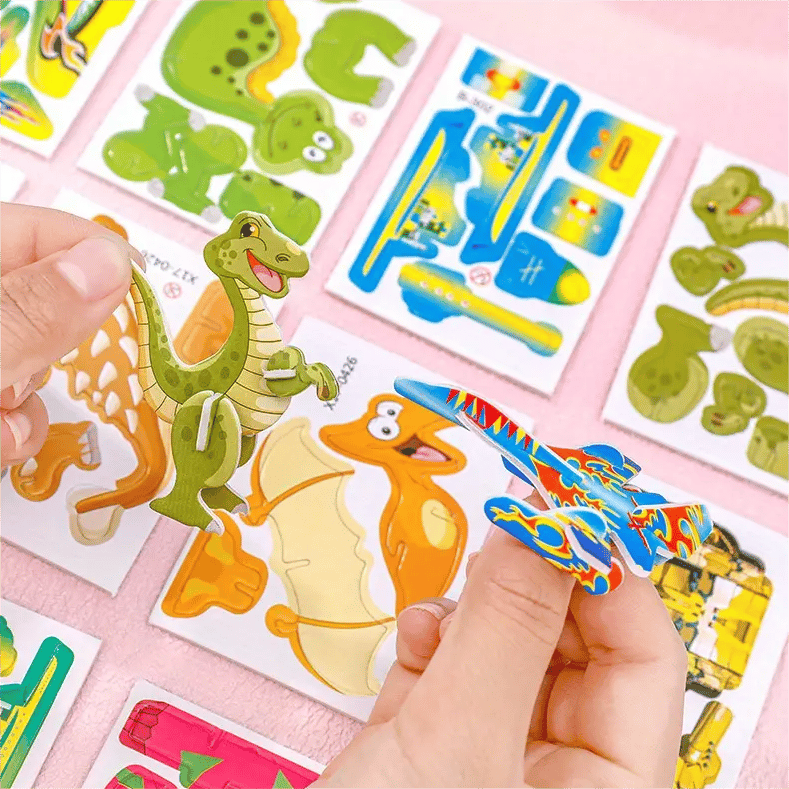 🦖 50 % ALENNUS! 🧩 OPETTAVA 3D-PALAPELI – 50-osainen pakkaus, jossa on värikkäitä dinosauruksia; kehittää luovuutta ja avaruudellista ajattelua 4-vuotiaille ja sitä vanhemmille 🎨✨