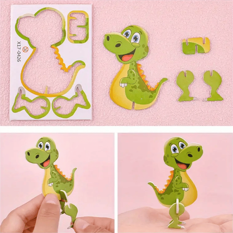 🦖 50 % ALENNUS! 🧩 OPETTAVA 3D-PALAPELI – 50-osainen pakkaus, jossa on värikkäitä dinosauruksia; kehittää luovuutta ja avaruudellista ajattelua 4-vuotiaille ja sitä vanhemmille 🎨✨