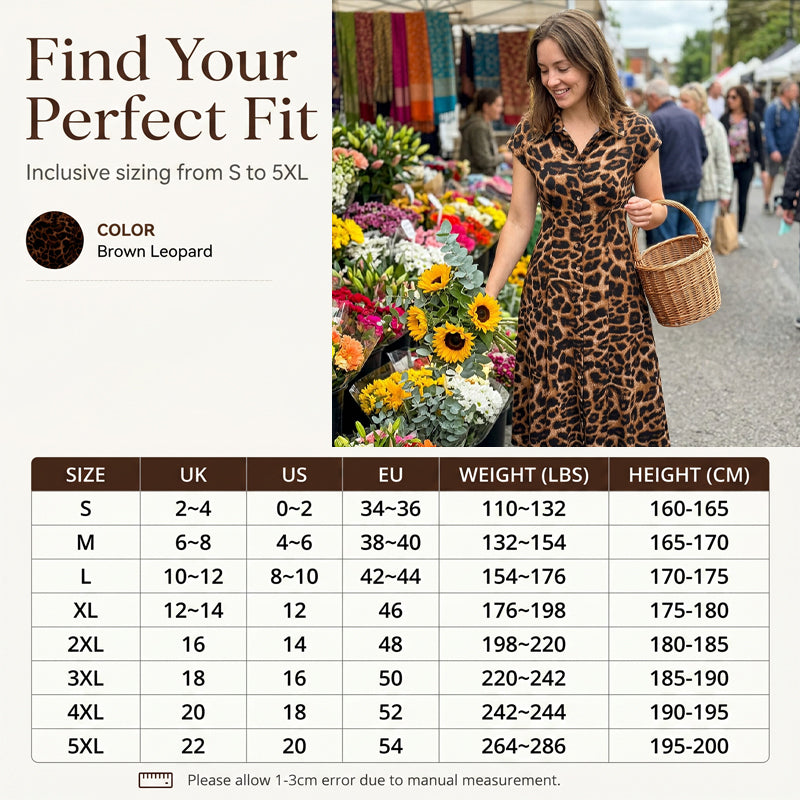 👗🐆 50 % ALENNUS! Tyylikäs naisten mekko leopardikuvioinnilla ja käänteisellä kauluksella – tyylikäs, vartaloa korostava ja täydellinen toimistoon, illalliselle ja juhlatilaisuuksiin ✨