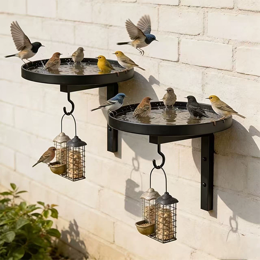 Seinälle kiinnitettävä metallinen lintualta – antiikkipronssipinta 🐦🛁🧱🏡