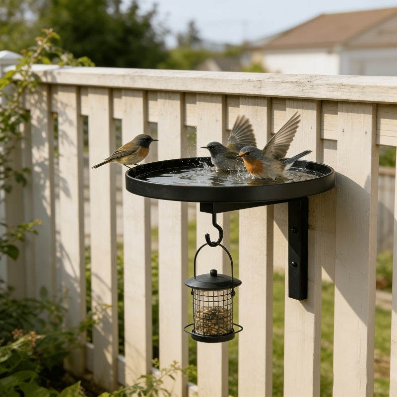 Seinälle kiinnitettävä metallinen lintualta – antiikkipronssipinta 🐦🛁🧱🏡