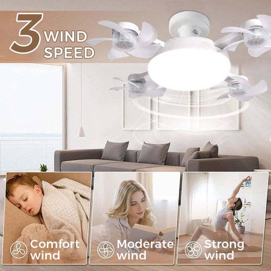 🌀 55 % ALENNUS! 💡 Kattotuuletin E27-kannalla – Hiljainen 2-in-1-LED-tuuletin kaukosäätimellä – Viilennys ja valaistus samassa laitteessa 🏠