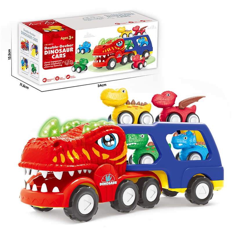 Kaksikerroksinen dinosaurus-kuljetusauto-lelu