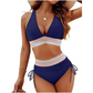 V-kaula-aukkoinen patchwork-bikini, 2-osainen setti