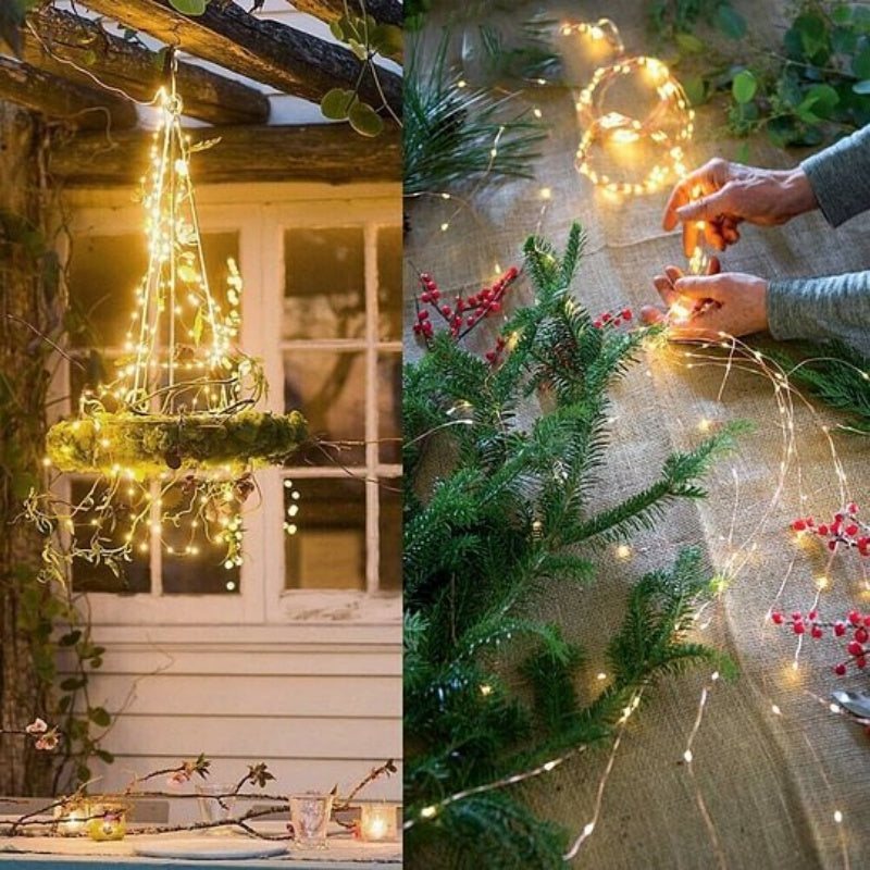 Jouluiset LED-tulikärpäset tuikkuvan nippuvalot