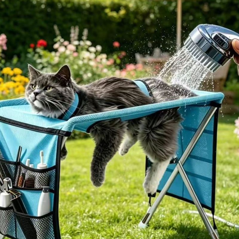 🐱 50 % ALENNUS! 🛏️ 2-in-1-taitettava lemmikkien hoitopöytä – Luistamaton pöytä ja mukava makuualusta – Ihanteellinen harjaukseen, kynsien leikkaamiseen ja päiväunille 💤