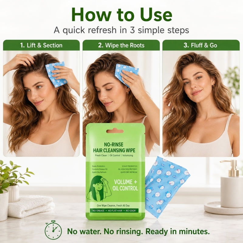 Portable Waterless Hair Cleansing Wipes