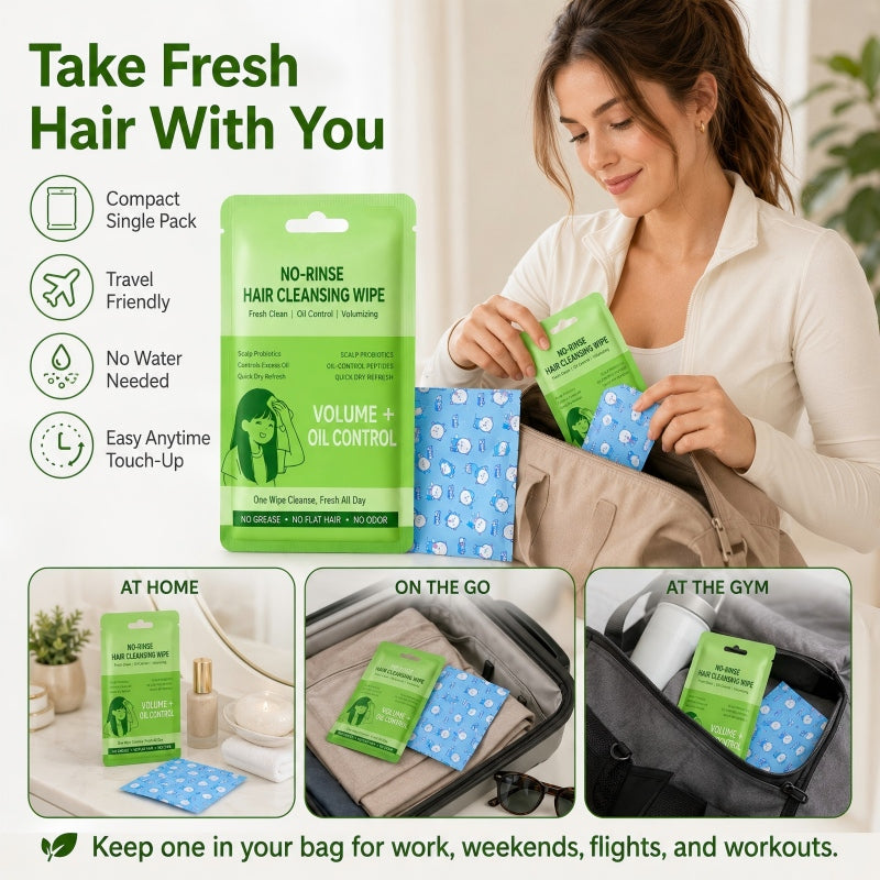 Portable Waterless Hair Cleansing Wipes