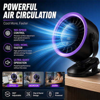 Ventilateur USB portable avec affichage numérique