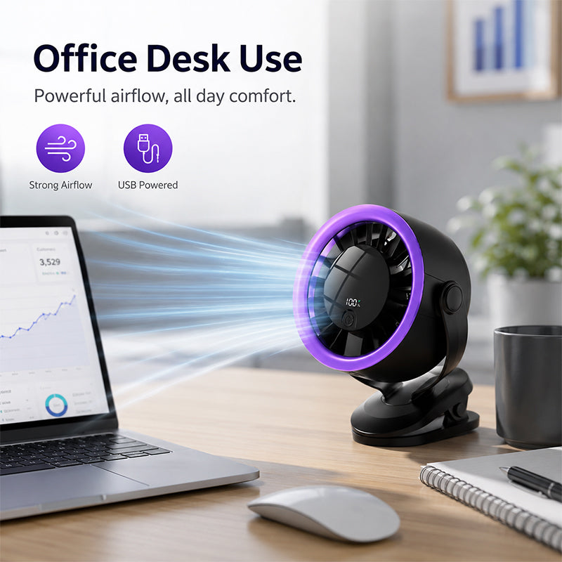 Ventilateur USB portable avec affichage numérique