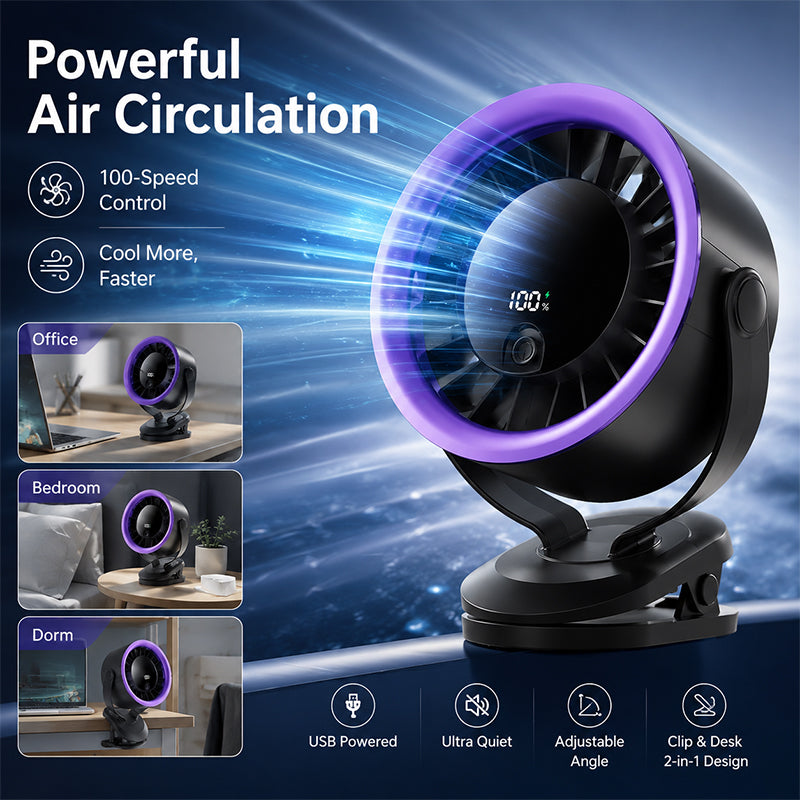 Ventilateur USB portable avec affichage numérique