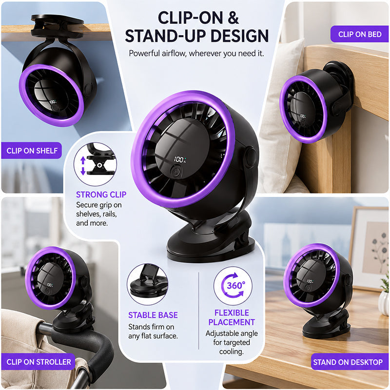 Ventilateur USB portable avec affichage numérique