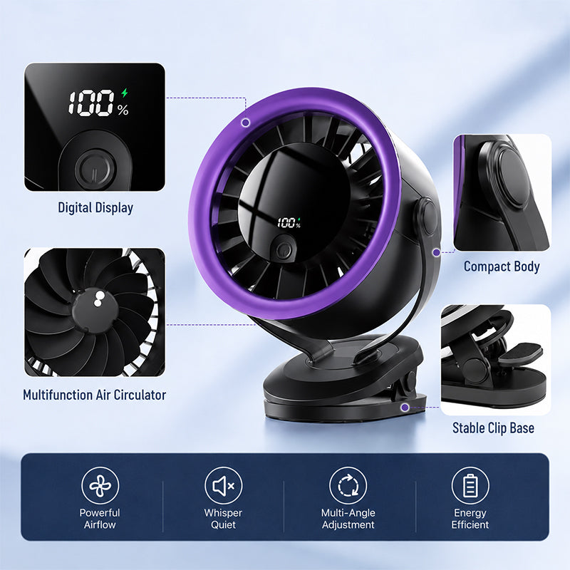 Ventilateur USB portable avec affichage numérique