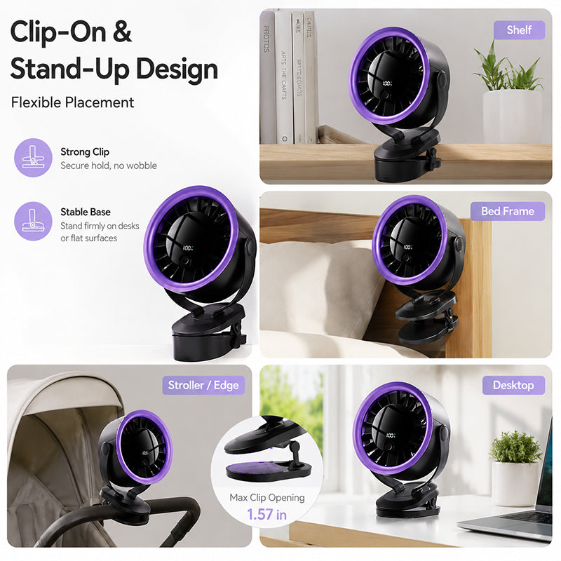 Ventilateur USB portable avec affichage numérique
