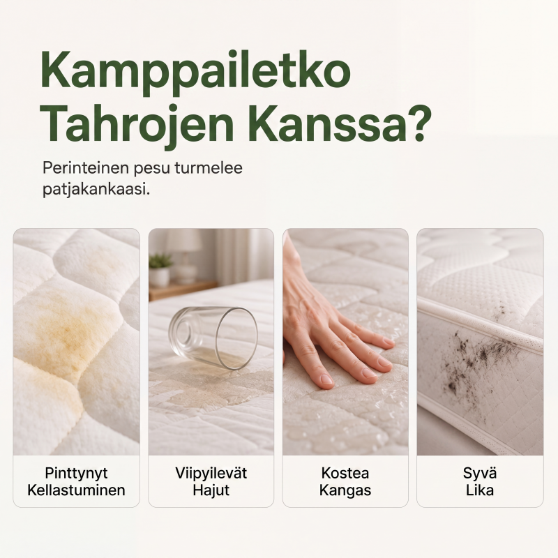 Huuhtelua tarvitsematon patjojen kuivavaahdotuspuhdistusaine