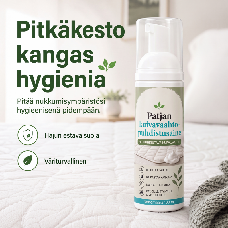 Huuhtelua tarvitsematon patjojen kuivavaahdotuspuhdistusaine