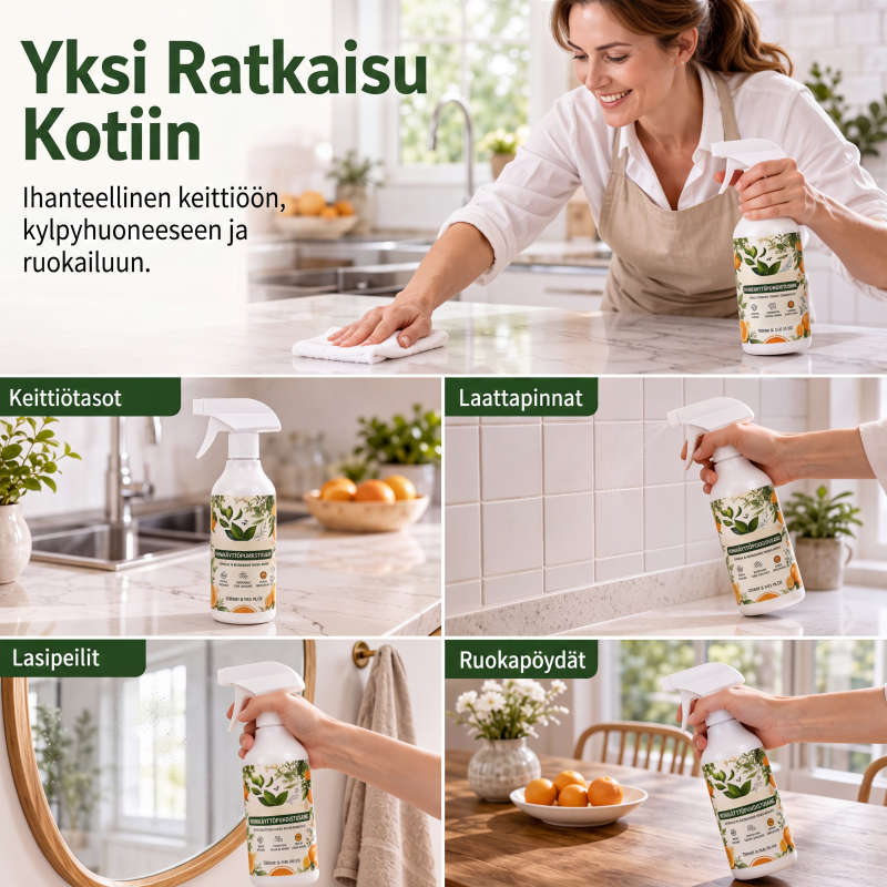 Tehokas monikäyttöinen puhdistussuihke