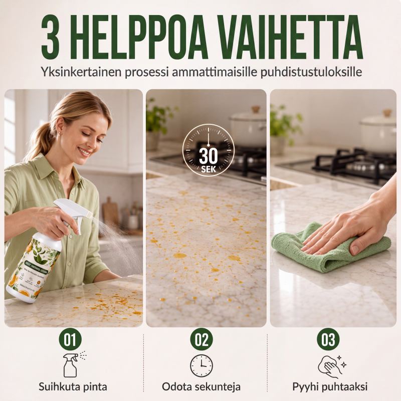 Tehokas monikäyttöinen puhdistussuihke