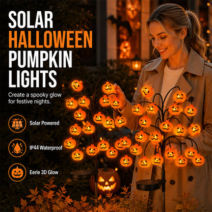 Vedenpitävät aurinkokäyttöiset kurpitsavalot oksille – halloweeniin