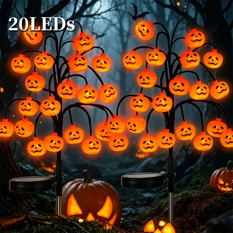 Vedenpitävät aurinkokäyttöiset kurpitsavalot oksille – halloweeniin